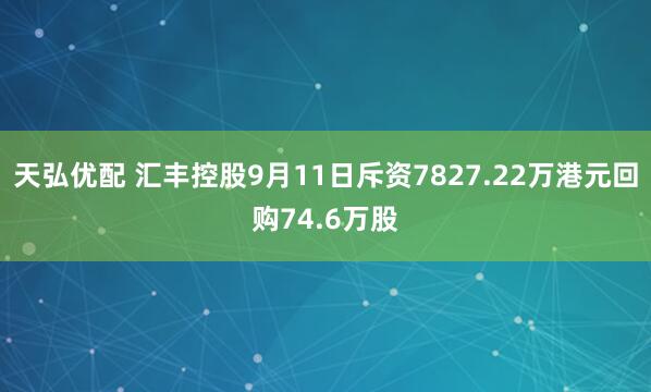 天弘优配 汇丰控股9月11日斥资7827.22万港元回购74.6万股